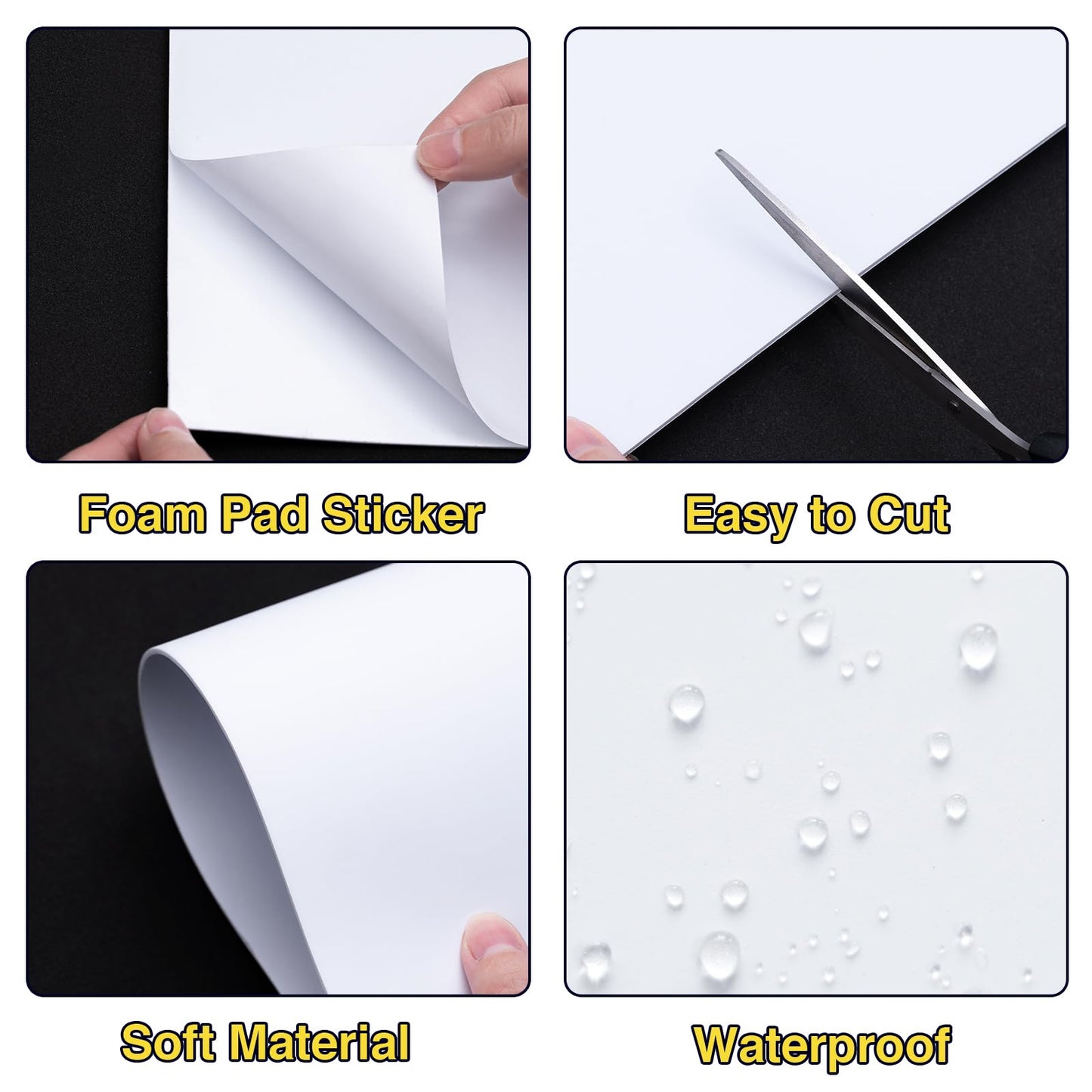 MEARCOOH 3mm Self Adhesive Foam Sheets Crafts, White 9x12 Inch Sticky Eva Foam Paper for Crafts Cardmaking Cushion Embroidery Classroom Stamp Crafts