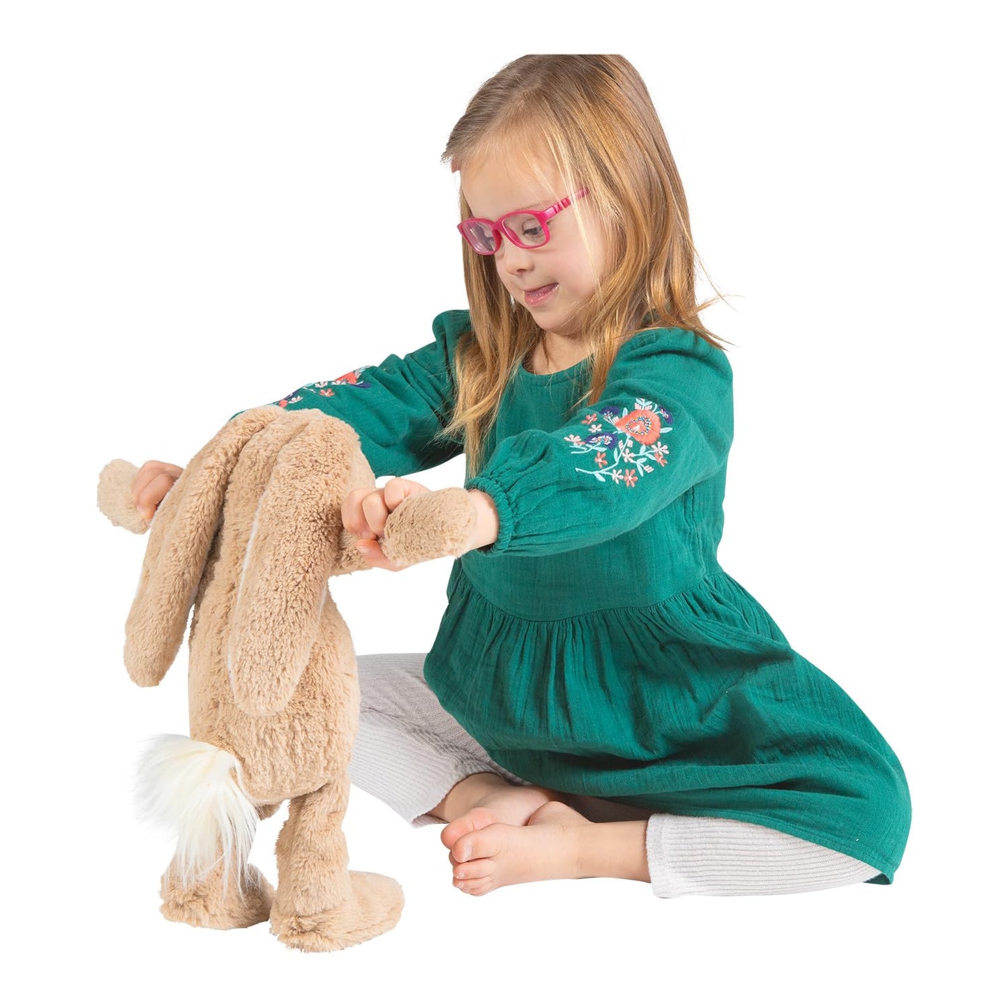 Manhattan Toy Willow The Coffee & Beige Snuggle Bunnies 12" Stuffed Animal with Embroidered Accents