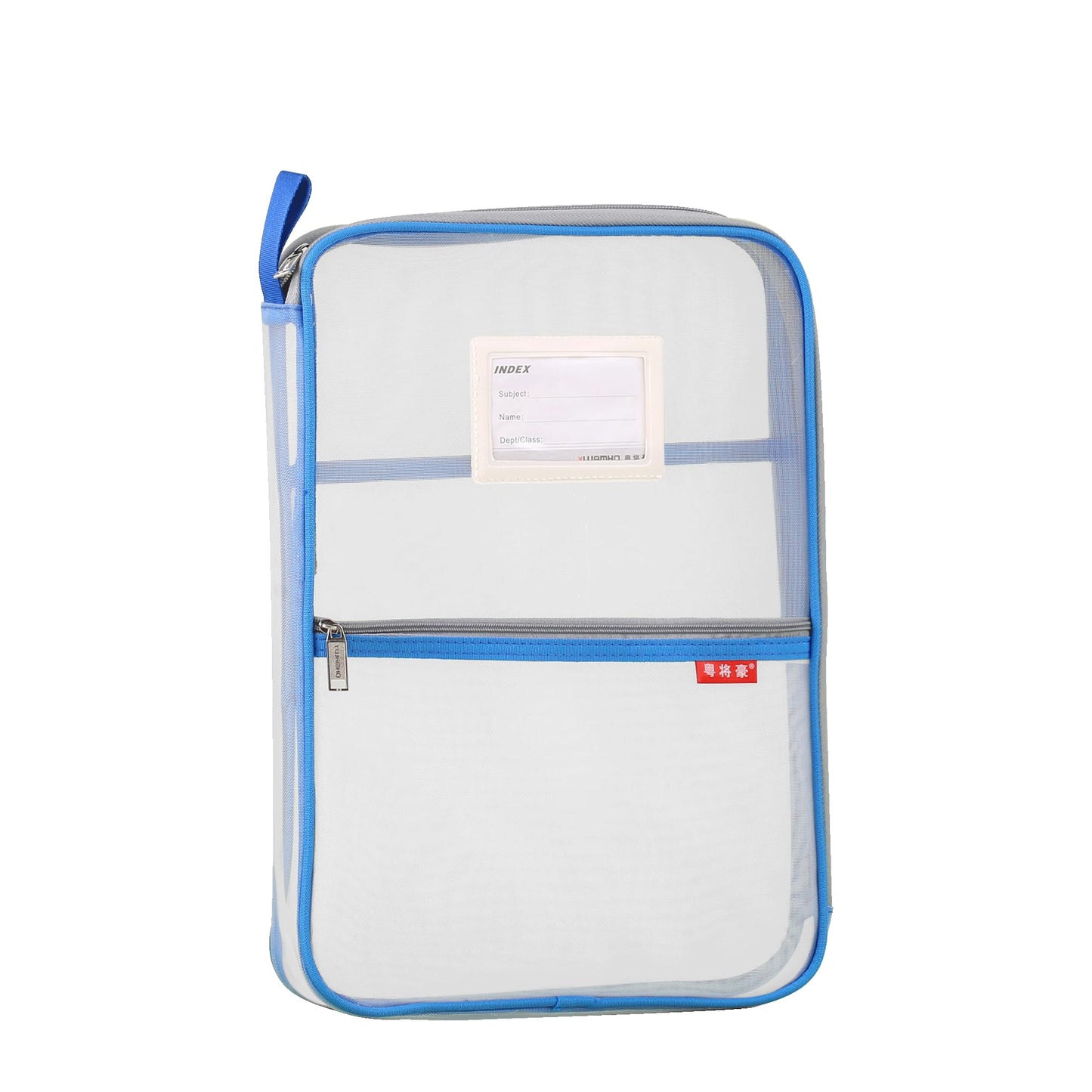 Pendancy Mesh Zipper Pouch 14.8x10.8 in Transparent Lightweight Nylon File Folders, A4 Size Multi-layer Subject Document Organizer Accessories Storage bag for Office and School Supplies(Blue)
