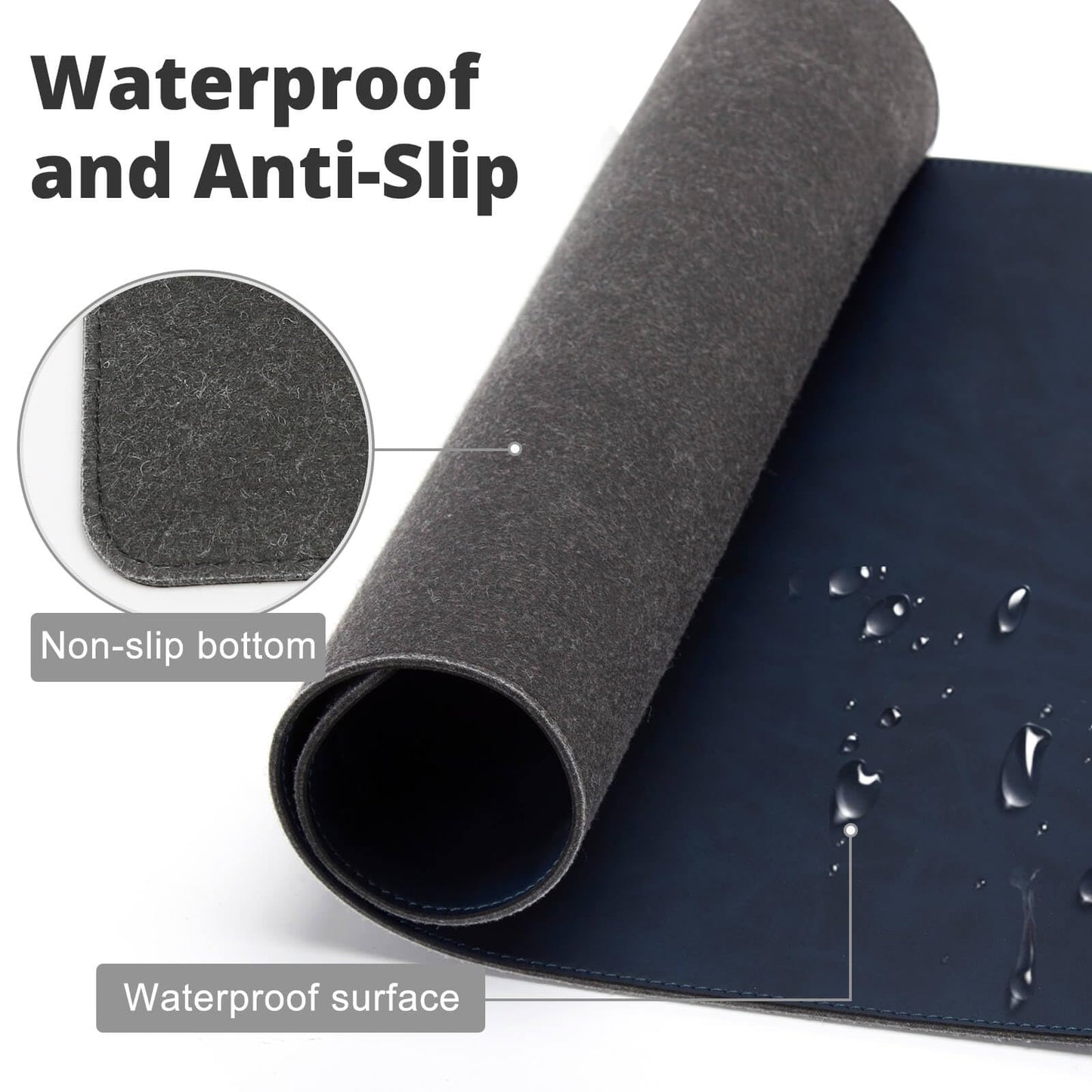 Magnetic Wireless Charging Desk Mat, 23.4"x15.6" Large Office Mouse Pad, Microfiber Leather Mouse Mat with Ultra-Smooth Surface, Waterproof Computer Keyboard Desk Mat for Office & Home, Laptop, Blue