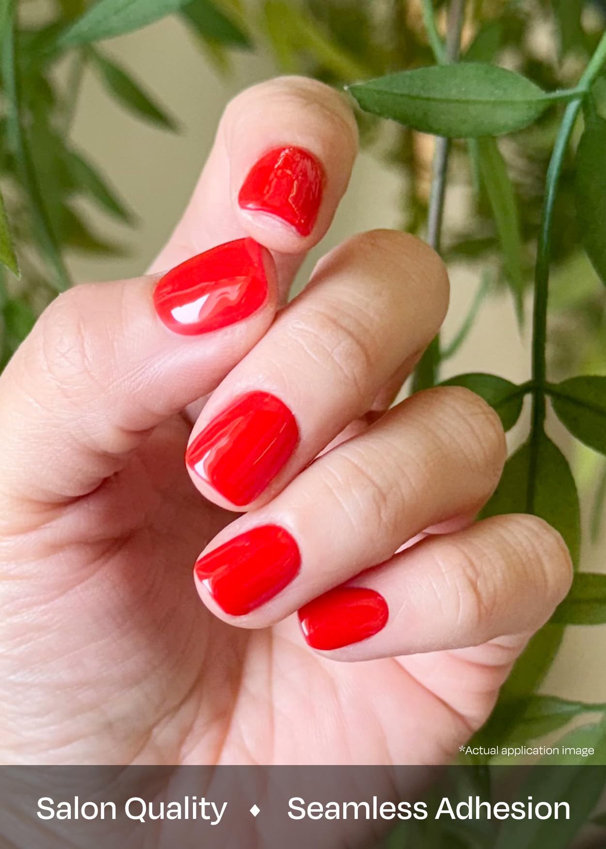 Ohora Semi Cured Gel Nail Strips (N Hot Cherry) - Salon-Quality, Long Lasting, Easy to Apply & Remove - Includes 2 Prep Pads, Nail File & Wooden Stick