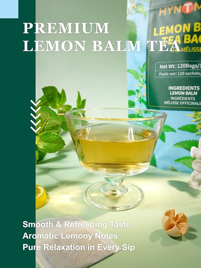 HYNTMYT Lemon Balm Tea Bags, Refreshing & Aromatic, Natural Lemon Balm Leaves Herbal Tea, Caffeine Free, 120 Count