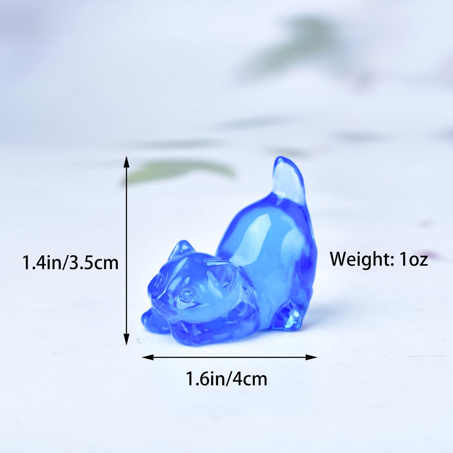 DZJXBZhu Blue Opal Cat Crystal Statue Healing Crystal Reiki Meditation Pocket Gem Guardian Sculpture Home Study Table Desk Decor Collection Gift for Loved Ones