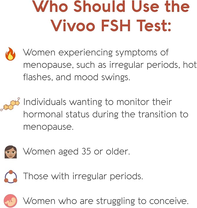 Vivoo Fertility Test, Monitor Your Ovarian Reserve at-Home, Scan & Track Your Results with Vivoo App, Individually Wrapped 10 Fsh Test Strips and 10 Urine Collector