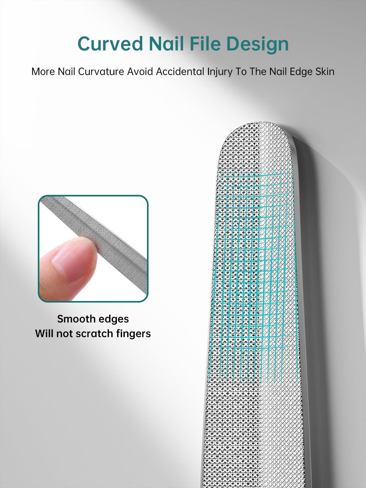 MR.GREEN Curved Nail File – Double-Sided Metal Nail File for Men & Women with Protective Travel Case, Ergonomic Anti-Slip Handle, Washable & Reusable, for Fingernails & Toenails