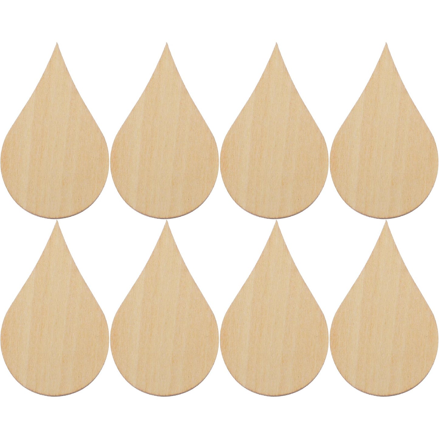 Amosfun 20 Pcs Water Drop Shape Wooden Chips 1.96X1.18 Inch Unfinished Wood Craft Pieces for DIY Home Decor Scrapbooking and Handmade Embellishments