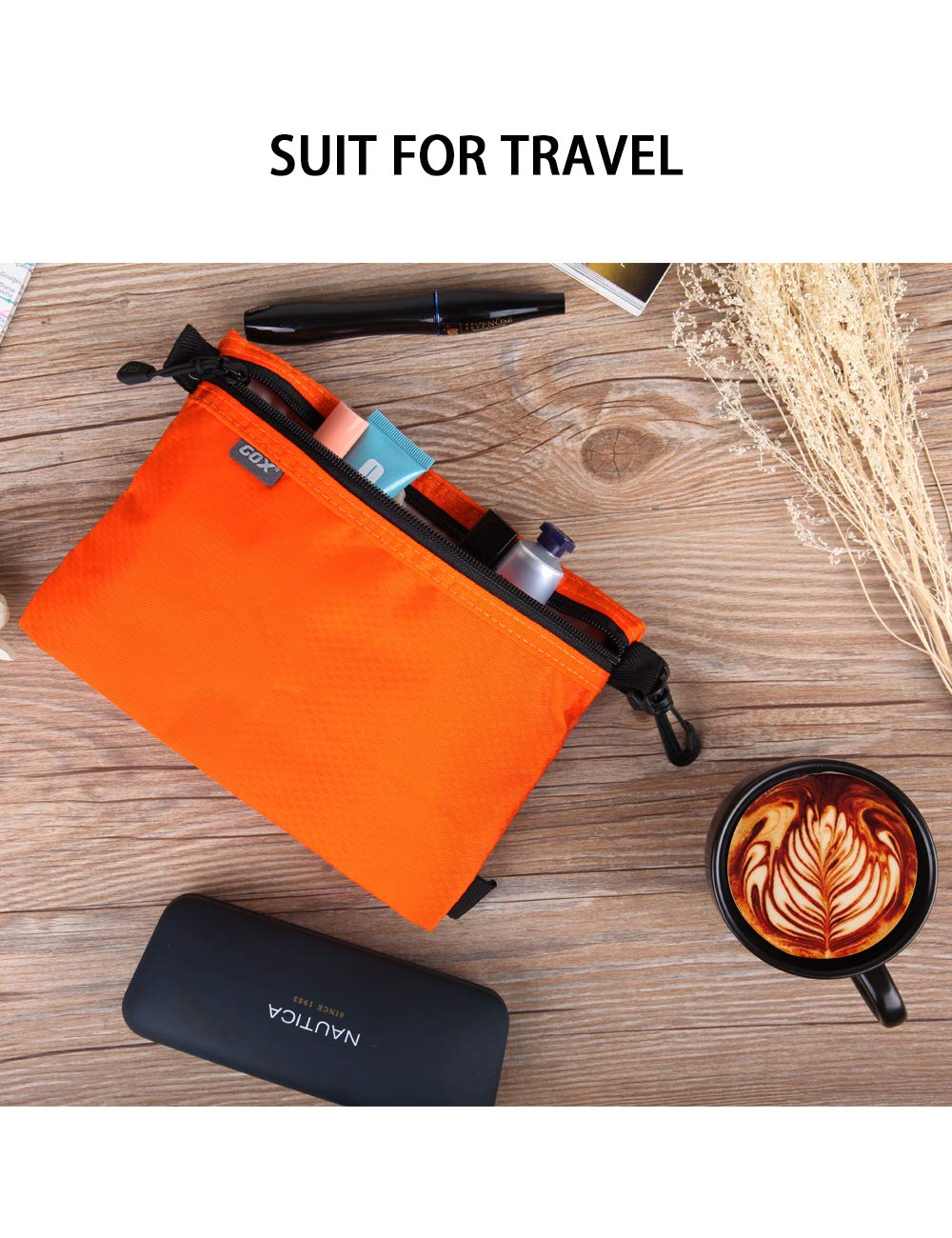 GOX Small Toiletry Bag for Men Bulk Cosmetic Bag Dopp Kit Carry On Zipper Pouch Organization Nylon Small Packing Sack Water Repellent(Orange)