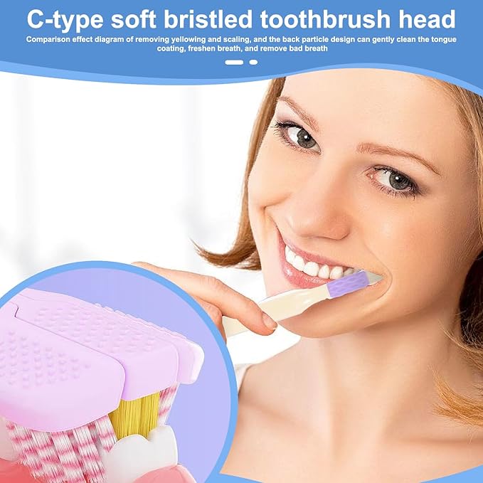 4-Pack Medium Toothbrush Set, Bulk Toothbrushes for Kids & Adults with Special Needs, Multi-Angle Cleaning, Medium Soft Bristles, White, Pink, Green, Purple