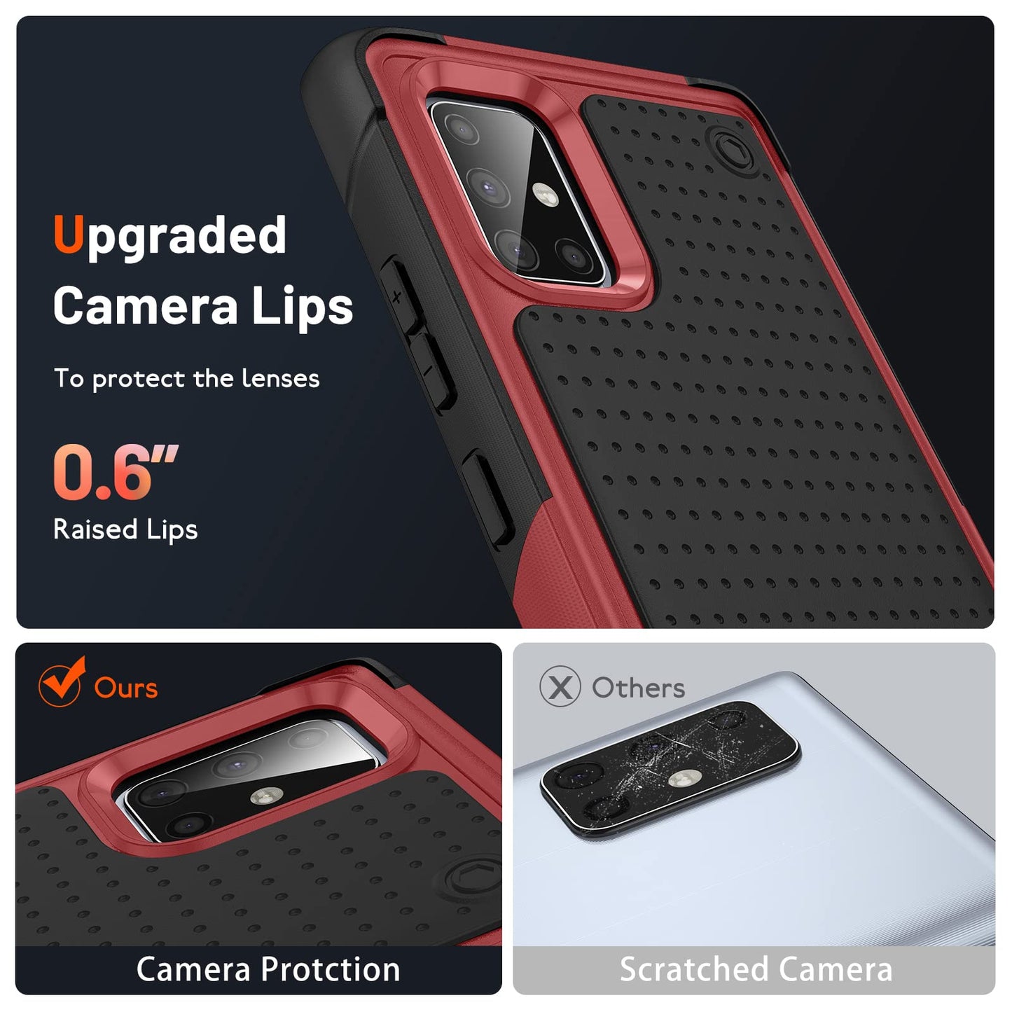TORRTOWAY Designed for Samsung Galaxy A71 5G Case 2 in 1 Gift Militay Grade Drop Protective Rugged Heavy Duty Cover Shockproof Case for Galaxy A71 5G Phone Case for Women Men boy Girl (Red+Black)
