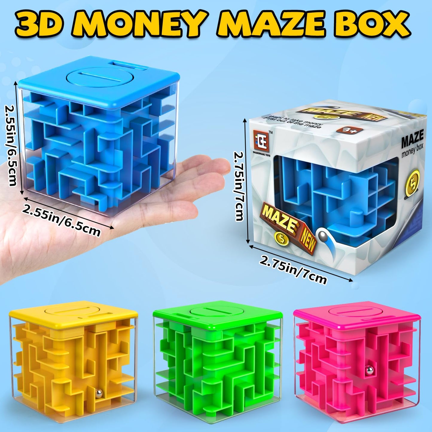 12 Pack Money Maze Puzzle Gift Box, 3D Puzzle Boxes Toy for Cash Gift - Maze Magic Cube Toy Brain Teasers for Kids Adults Birthday Party Favors Easter Basket Fillers