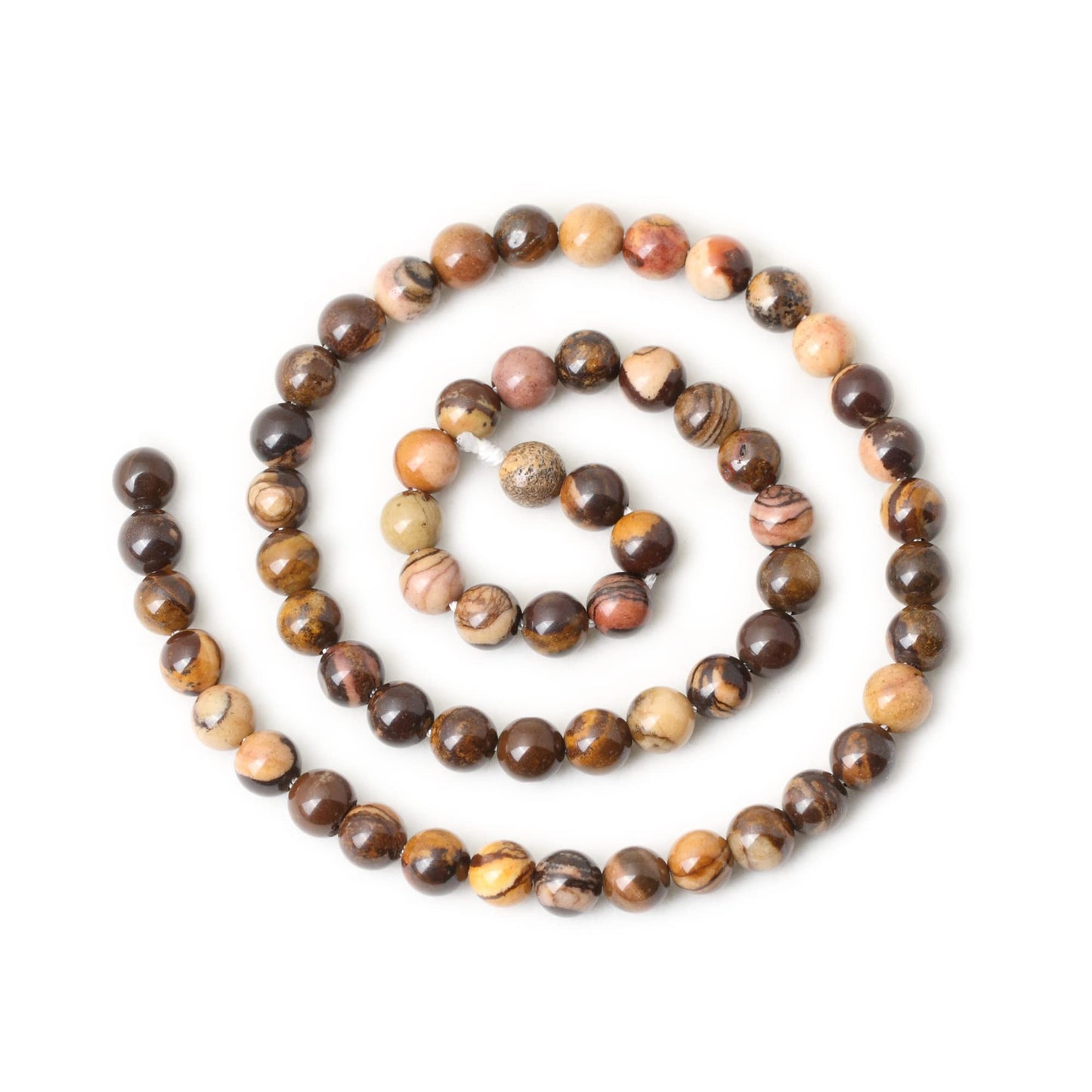 CHEAVIAN 60PCS 6mm Natural Africa Picture Jasper Gemstone Round Loose Beads for DIY Bracelet Necklace Earrings Jewelry Making 1 String 15 Inches