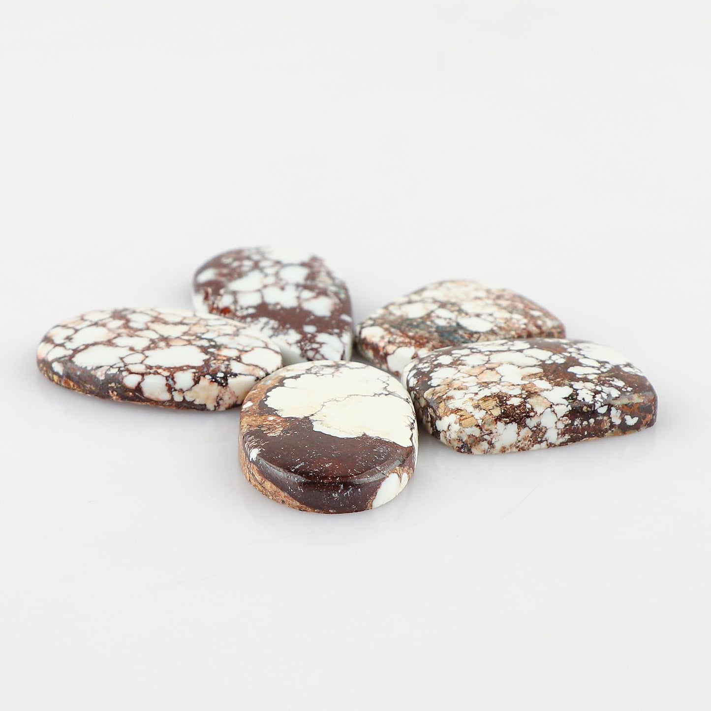CRYSTALINES 5pcs, Natural Wild Horse Jasper Gemstone, Bulk Flatback Cabochon Stones, Wholesale Polished Supplies, DIY Jewelry Making, Chakra Healing Crystals, Wire Wrapping, Gem Collection