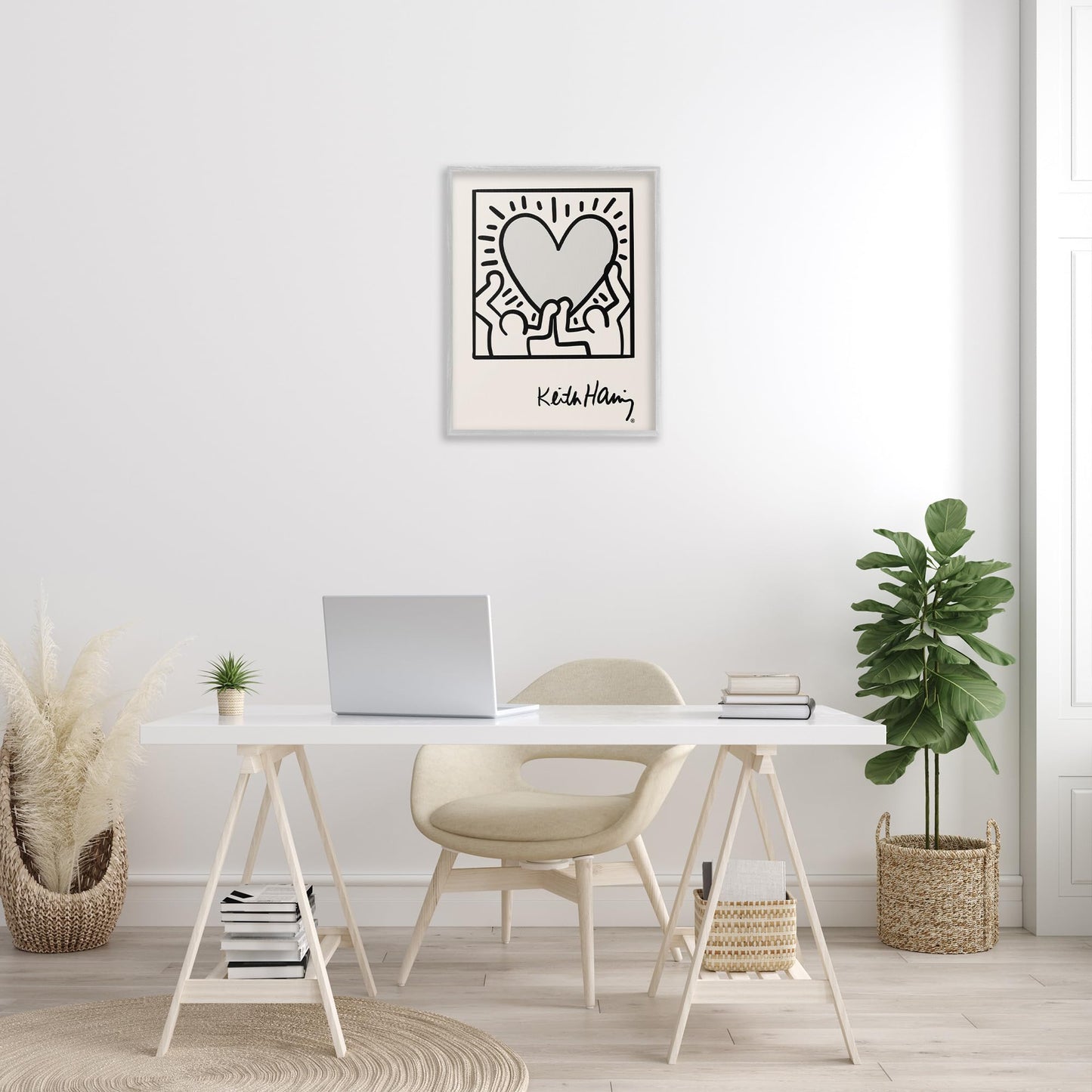 Stupell Industries Contemporary People Outline Heart Symbol Keith Haring, Design by Ros Ruseva, Black, 24 x 30