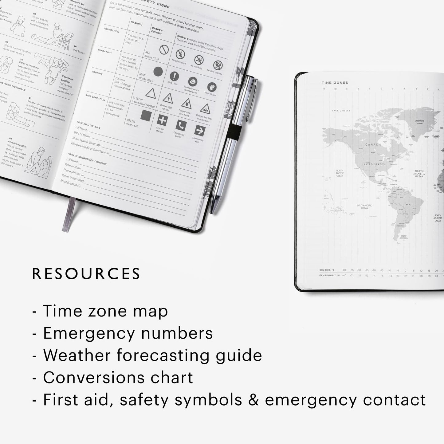 Stone Journal Explorer Notebook – A5 Waterproof Paper Field Journal, Vegan Leather Hardcover, 144 Pages Alternating Ruled & Dot Grid, Back Pocket, Weather-Resistant (Black)