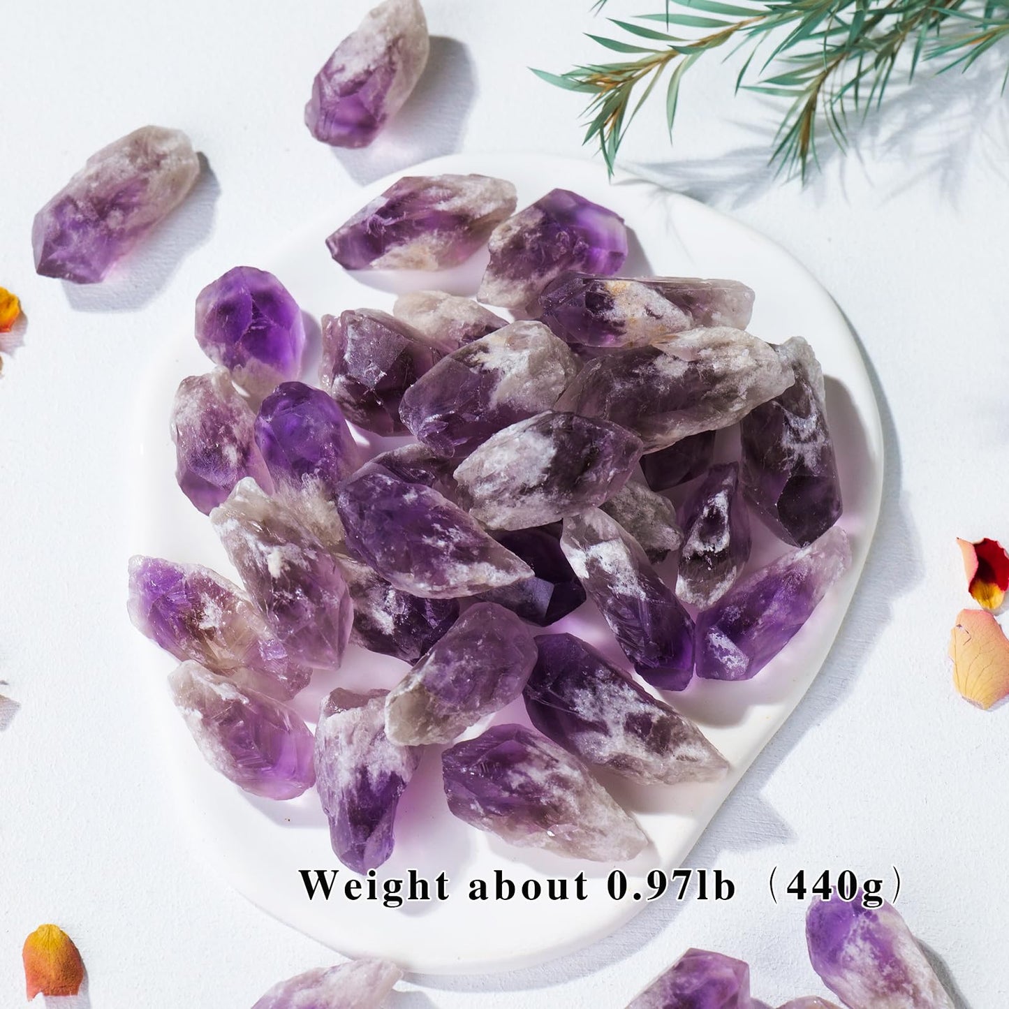 Apengshi 0.97 lb (440g) Natural Amethyst Crystal Points Irregular Rough Crystal Stone Raw Crystal Gemstones Bulk Chakra Stones Meditation Reiki Collect Handmade DIY