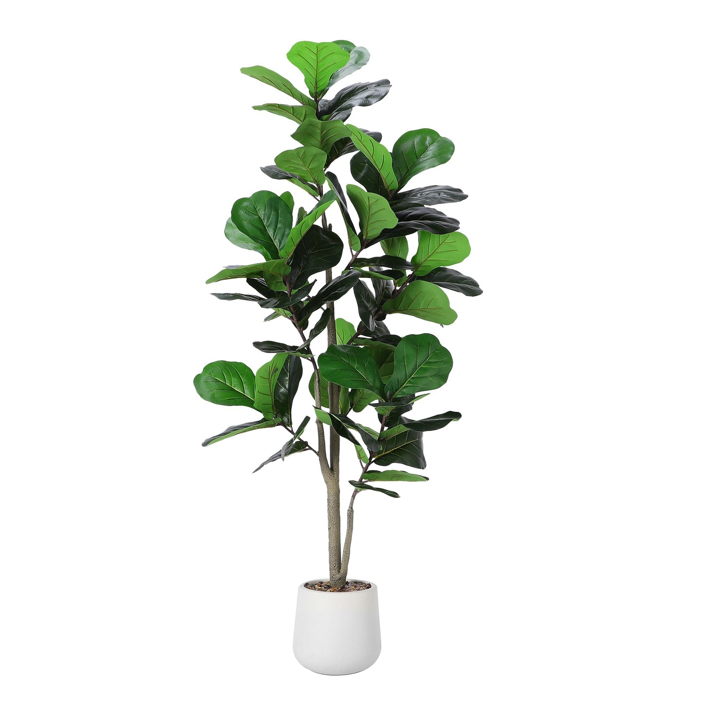 Artificial Fiddle Leaf Tree, 5ft Faux Plant Fake Ficus Lyrata Silk Trees with White Planter, Artificial Fig Trees Floor Plants for House Office Living Room Indoor Home Decor, Housewarming Gift