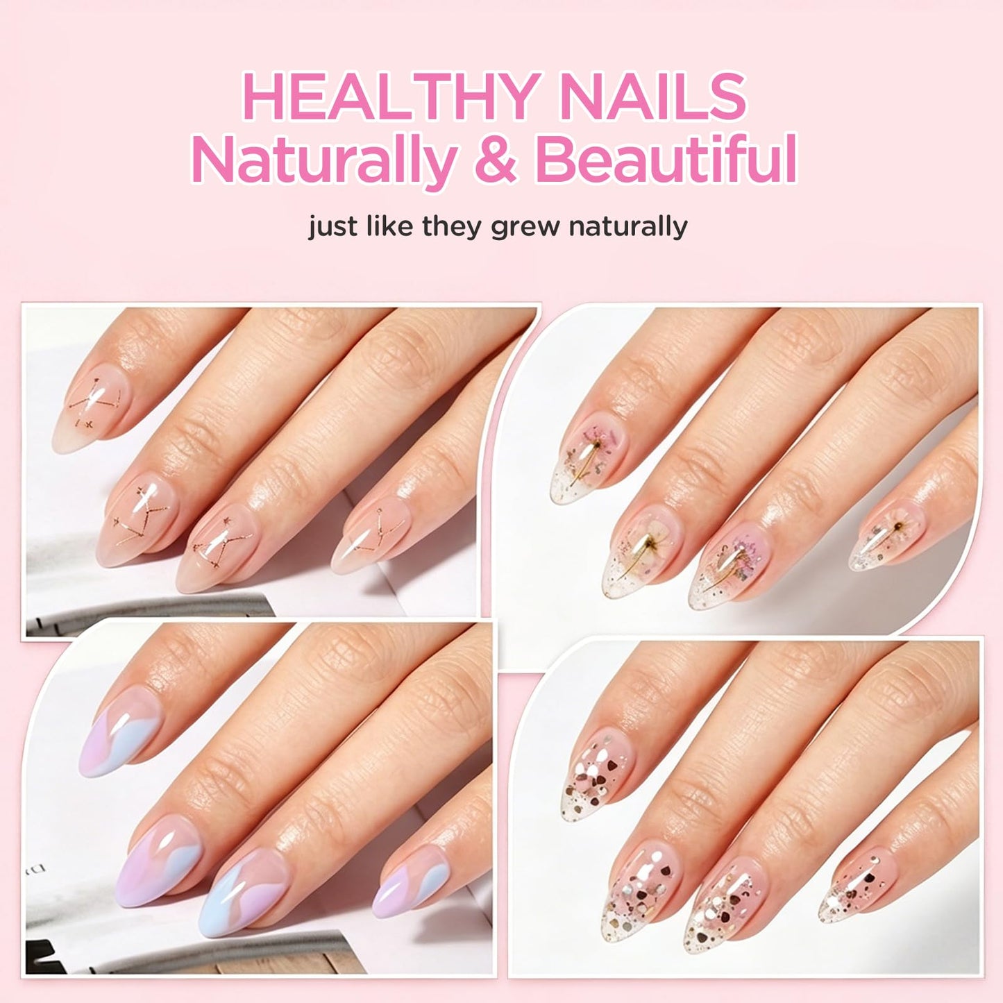LOVEALERT Press on Nails Short Almond Shape – 510Pcs Soft Gel Nail Tips Full Cover False Nails for DIY Manicure at Home, 15 Size Pre-Shaped Acrylic Press On Nails Soak Off Easy Nail Extensions
