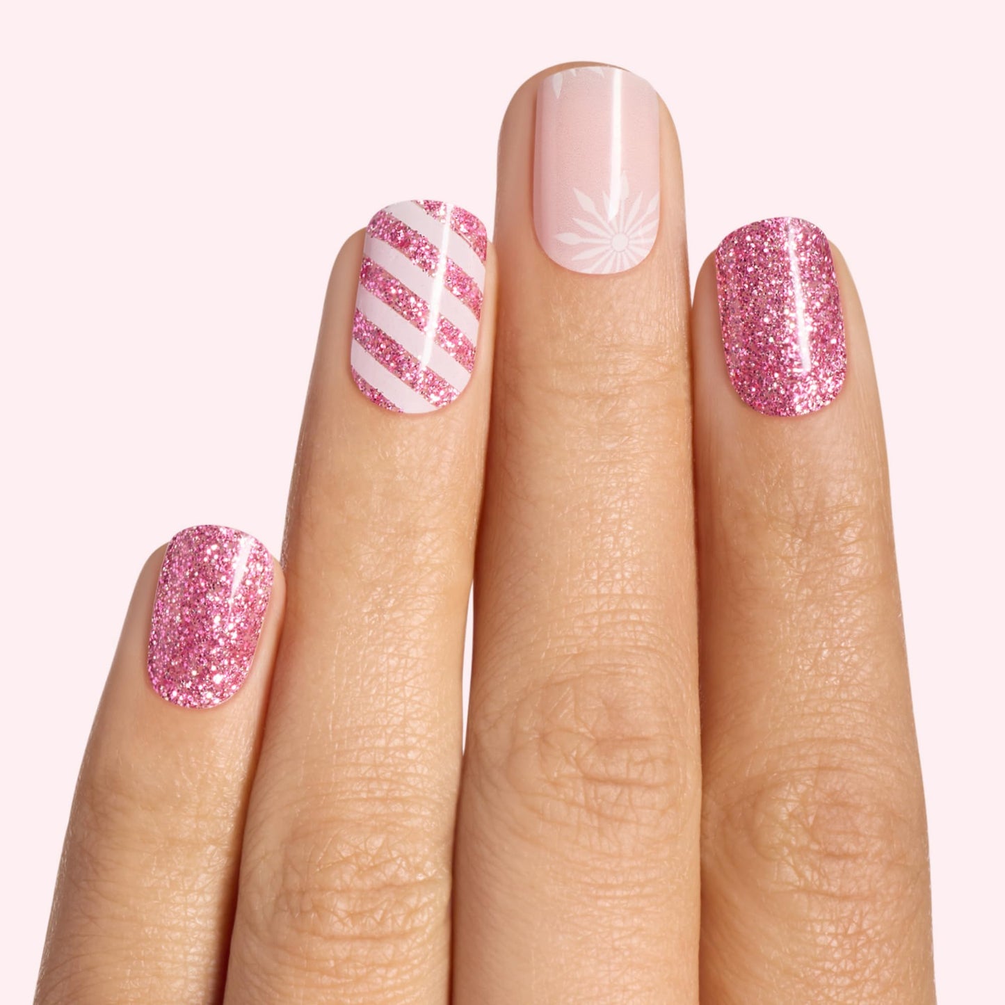 Dashing Diva Glaze Nail Strip Set - Rose Holiday - Long Lasting, Chip Resistant, Semi-Cured Gel Nail Strips - Gel Set - 4-Piece Manicure Kit with 32 Strips