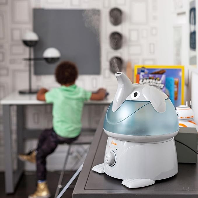 Crane Ultrasonic Elephant Humidifier, 1 Gallon Cool Mist Animal Humidifier for Nursery and Bedroom, Auto Shut-Off, Optional Filter