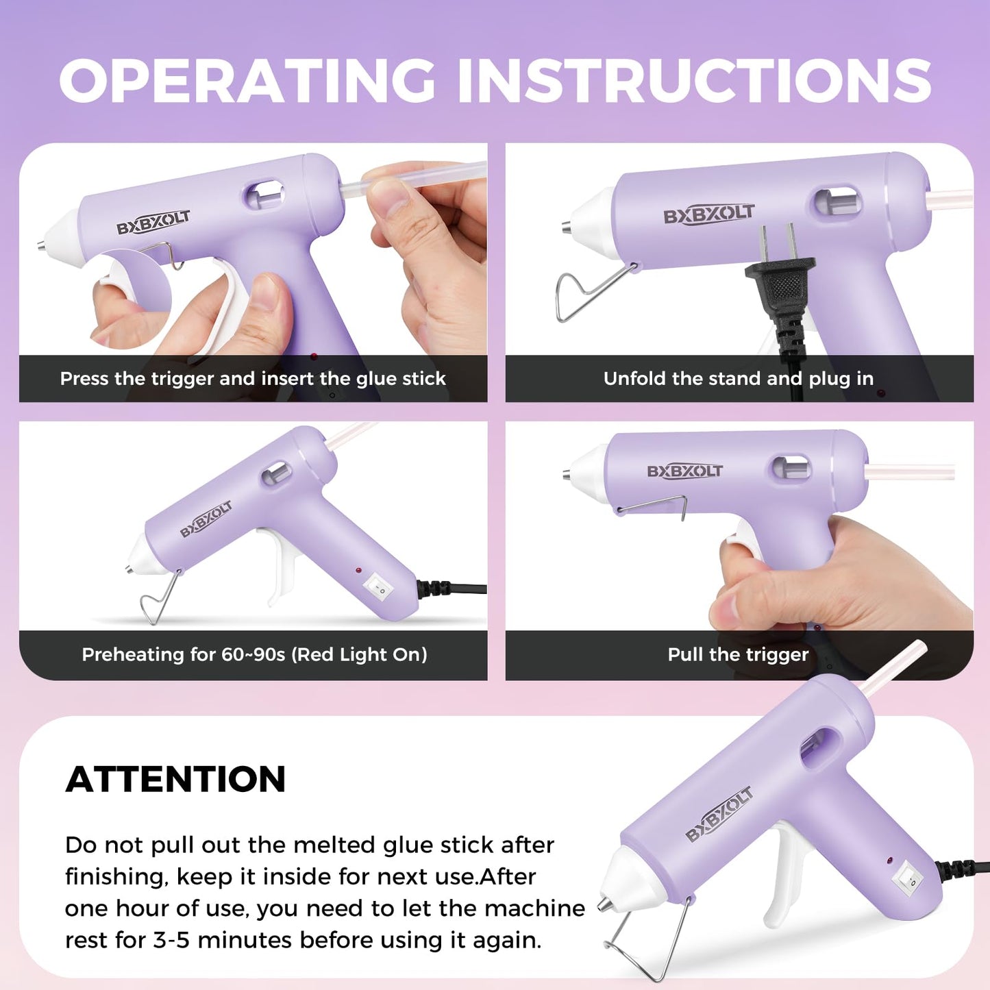 Hot Glue Gun, 30W Glue Gun Set with 30 Premium Glue Sticks, Fast Preheating Hot Melt Glue Gun for Crafts, DIY Arts & Quick Home Repairs, School Projects, Light Purple