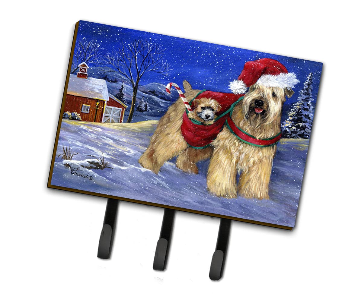 Caroline's Treasures PPP3275TH68 Wheaten Terrier Christmas Leash or Key Holder, Wall Hooks, Key Hooks Holder, Coat Rack Wall Mount, Coat Hooks, Hooks for Hanging Keys, Towels, Aprons, Leashes,