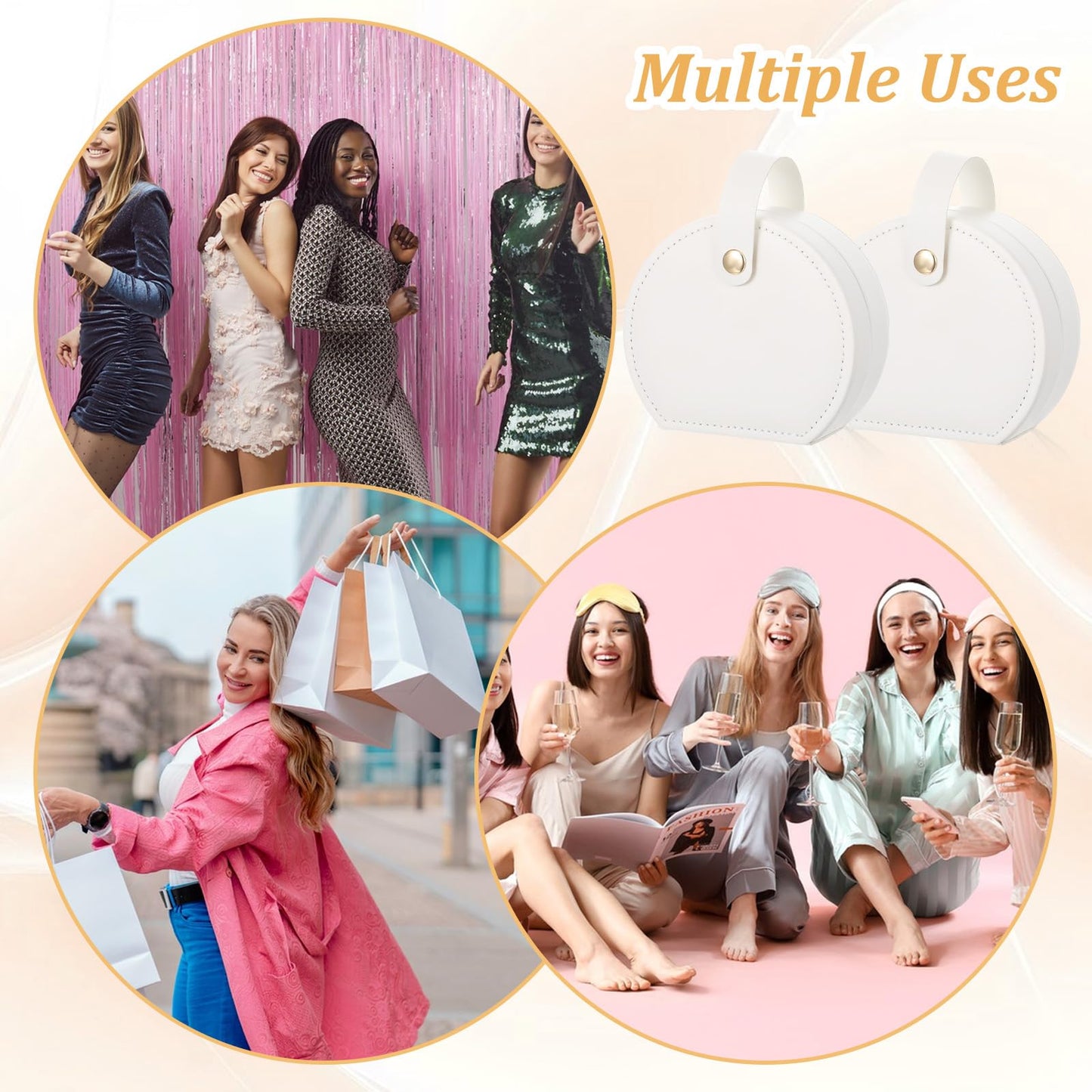 Kifmurase 6Pcs Travel Jewelry Case, Mini Leather Bridesmaid Jewelry Gift Box, Bulk Small Earring Storage Organizer, Elegant Half-Moon Design Box, Personalized Gifts for Women