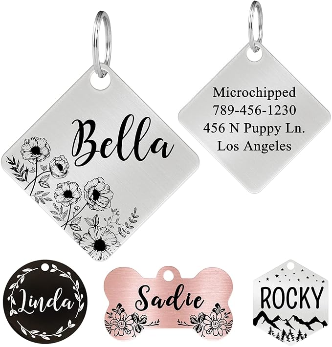 Ultra Joys Custom Dog Tag Personalized Pet Name Tag - Large Bone Mountain