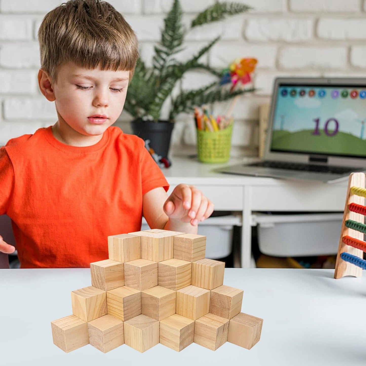 kukmakri 52 PCS Premium 2 Inch Wooden Cubes, Natural Pine Wood Cubes for Crafts, Wood Blocks Ready for Artistic DIY Projects-Unleash Creativity with Blank Wood Blocks