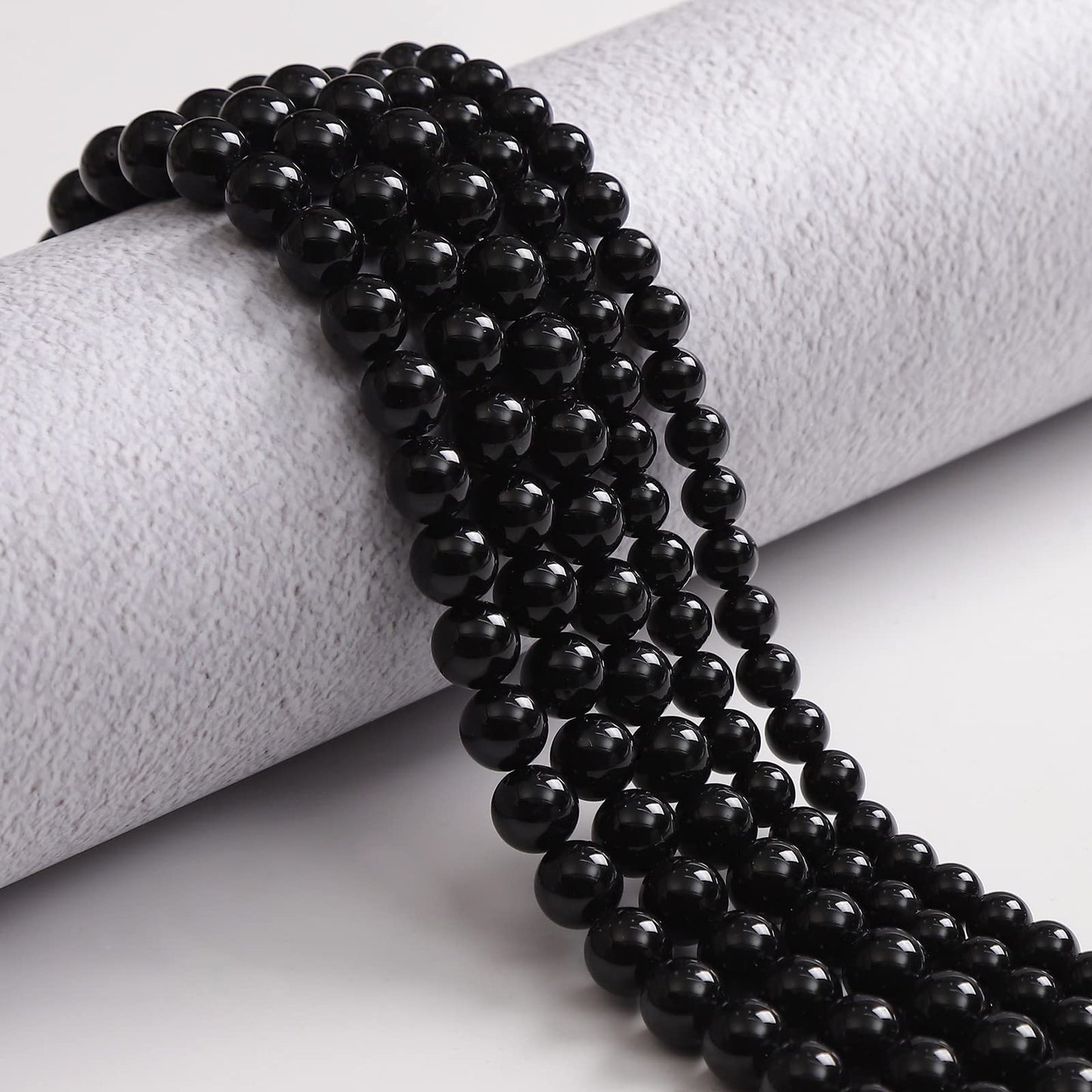 45pcs 8mm Natural Black Onyx Agate Gemstone Beads Energy Healing Crystal Round Loose Stone Beads for Jewelry Making, DIY Bracelets Necklaces