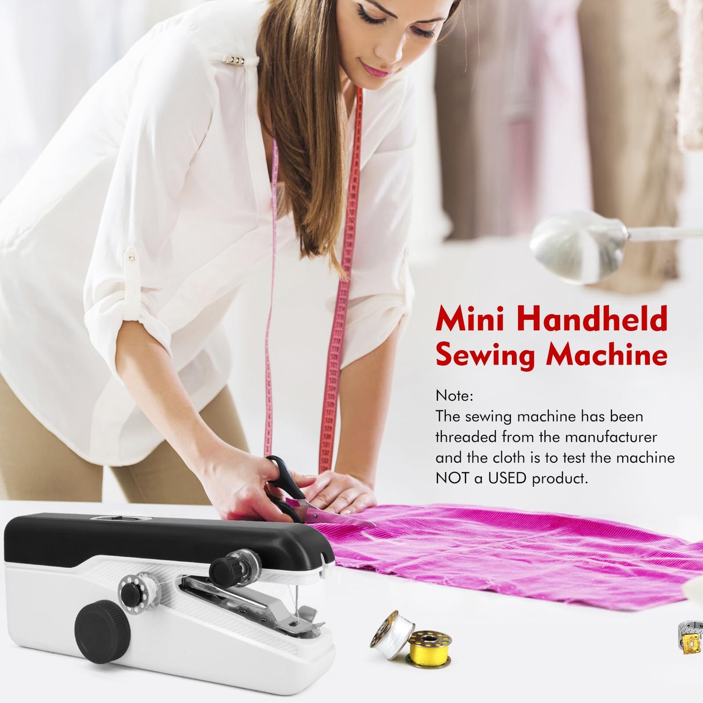 Xamanabu Handheld Sewing Machine, Mini Portable Sewing Machine for Beginners, Electric Fast Stitching, DIY Fabric Clothes Repair Kit, Home Travel Mending Machine with Accessories