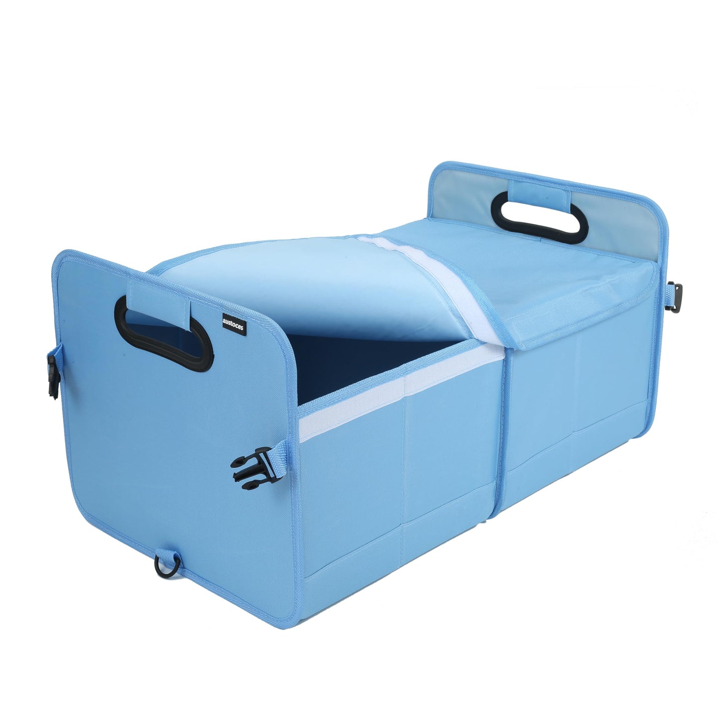 austoces Car Trunk Organizer With Soft Cover and Storage Bin Essentials Collapsible Organization Accessories for SUV/Sedan Blue