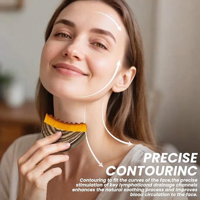 Lymphatic Contour Face Brush,Dry Lymphatic Drainage Massager,Soft Dry Brushing Beauty Tool for Jawline, Chin & Facial Sculpting Designed to Fit The Skin Precisely and Relieve Fatigue (2PCS)