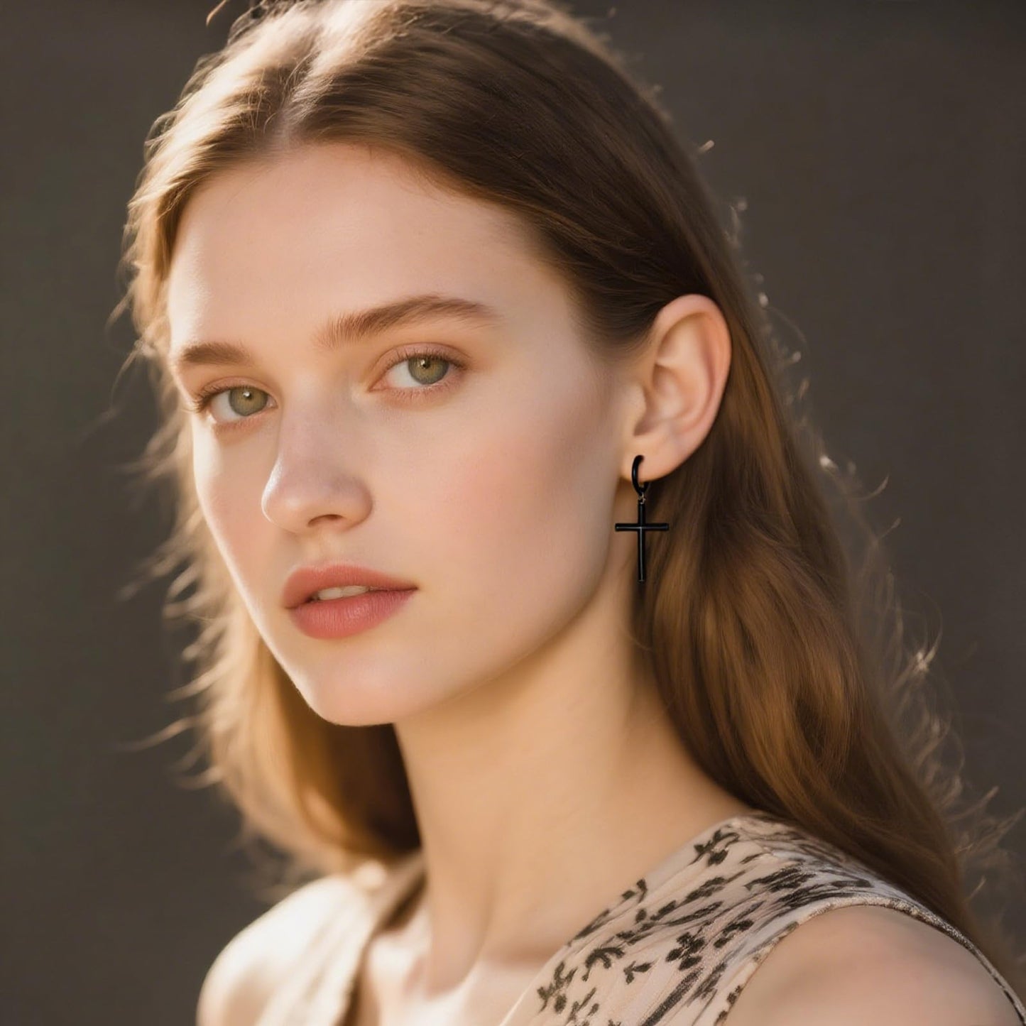 Black Large Cross Hanging Hoop Earrings Sterling Silver Cross Dangle Earrings Religious Jewelry for Women Men