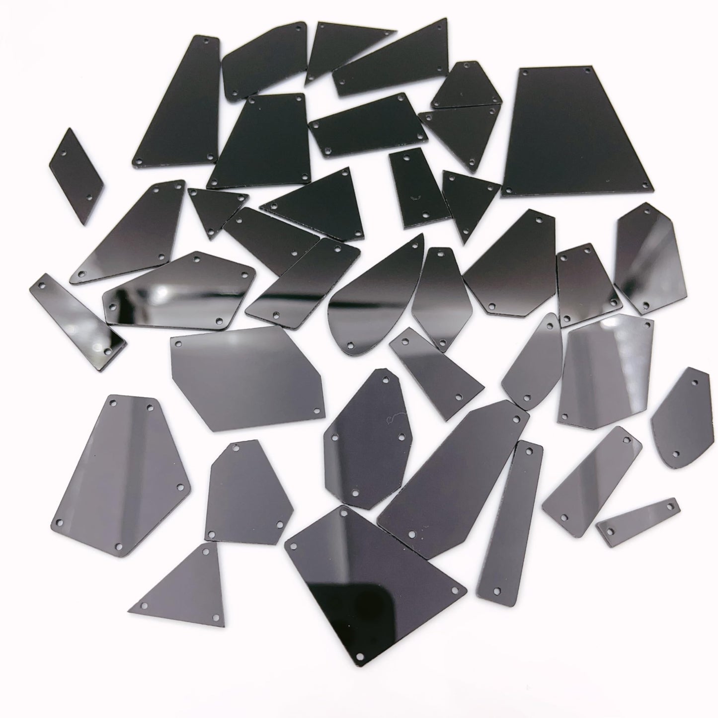 NUO RUI Black Sew on Rhinestones, Crystal Sewing Mirrored Beads for DIY Mirror Suits Dress Costume Accessories (100)