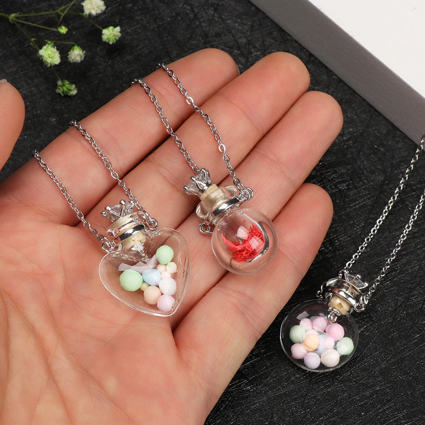 Essential Oil Diffuser Perfumes Bottle Pendant Necklace Jewelry Clear Tear Drop Vial Essential Oil Pendant Necklace Bottle Necklaces for Women
