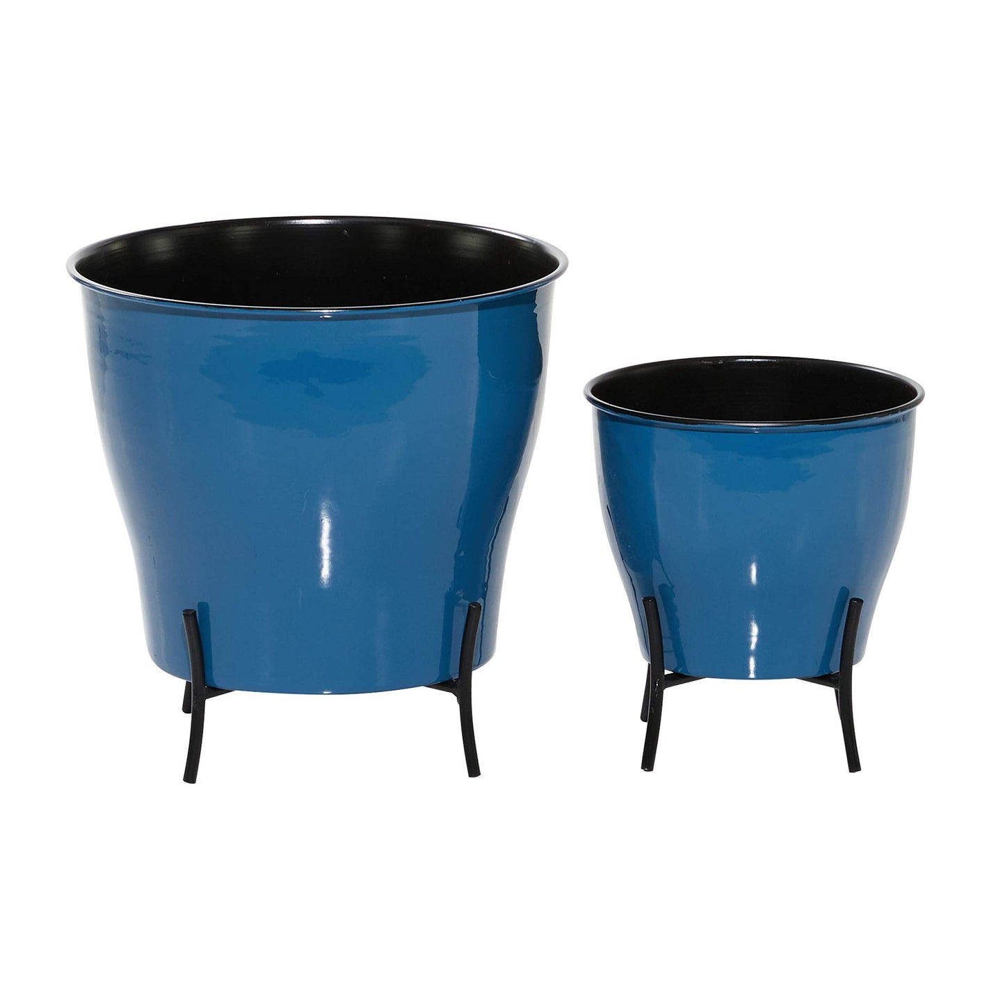 Deco 79 Metal Planter, Set of 2 9", 12"H, Blue