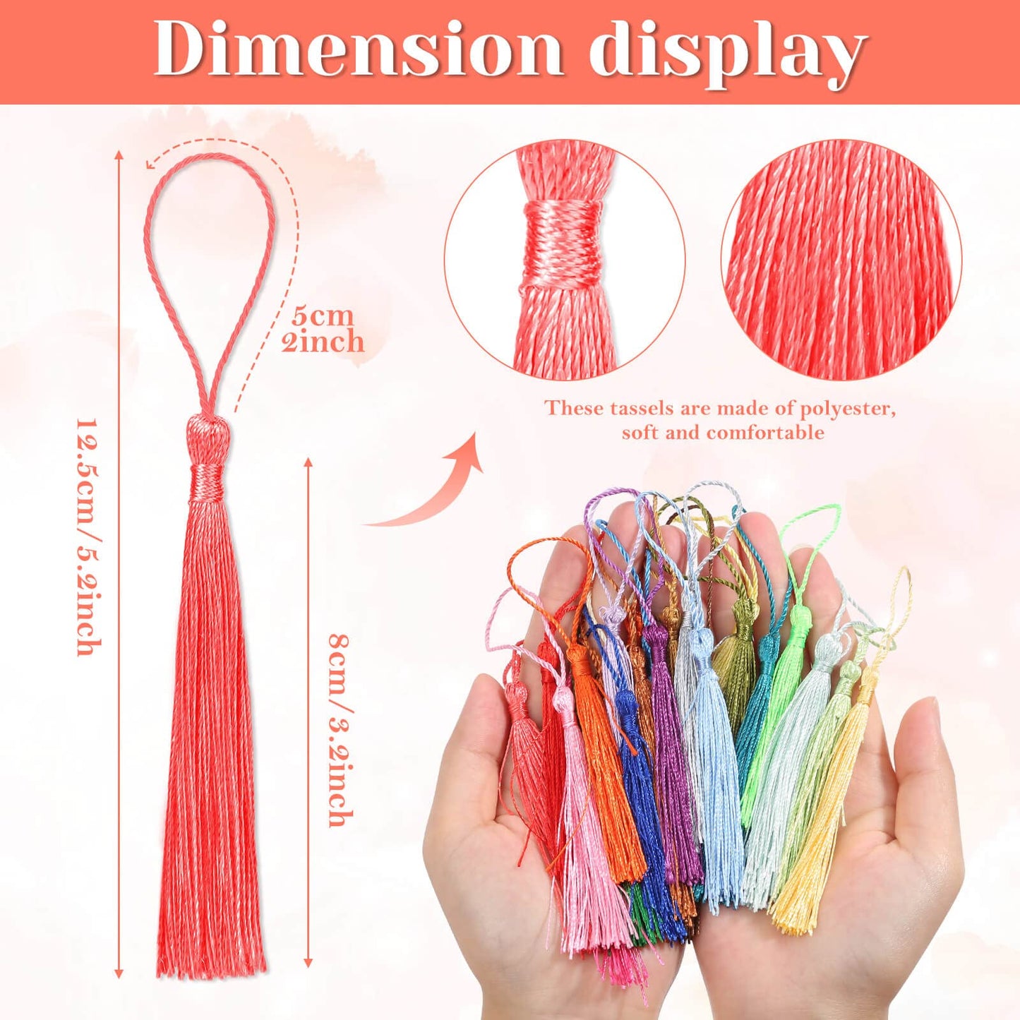Bookmark Tassels Bulk, Cridoz 200Pcs Small Tassels Silky Handmade Soft Craft Mini Tassels with Loops for Bookmarks, DIY Crafts and Jewelry Making, 40 Colors