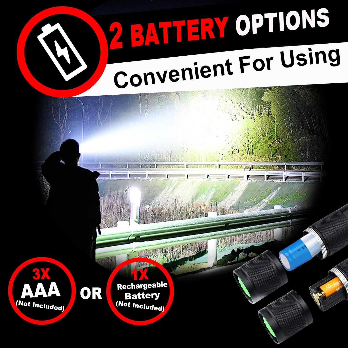 HinsGEAR 1 Mode Flashlights 4 Pack, Bright Zoomable LED Tactical Flashlight High Lumens, Water Resistant Portable Pocket Flash Light for Emergency, Camping Essentials, Gift - SL2000