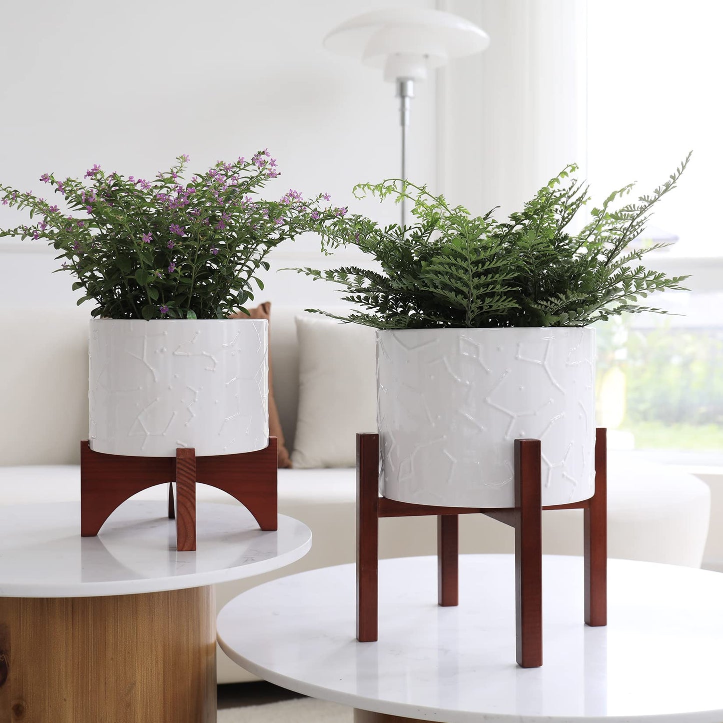 LA JOLIE MUSE Plant-Pots Flower Pots, 8 Inch Plant Pot Ceramic Planter with Stand Planters for Indoor Plants