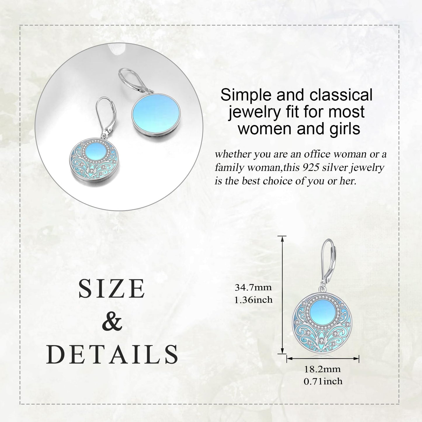 Moonstone Earrings Gifts Sterling Silver Filigree Endless Circle Moonstone Drop Earrings Jewelry Gifts For Women