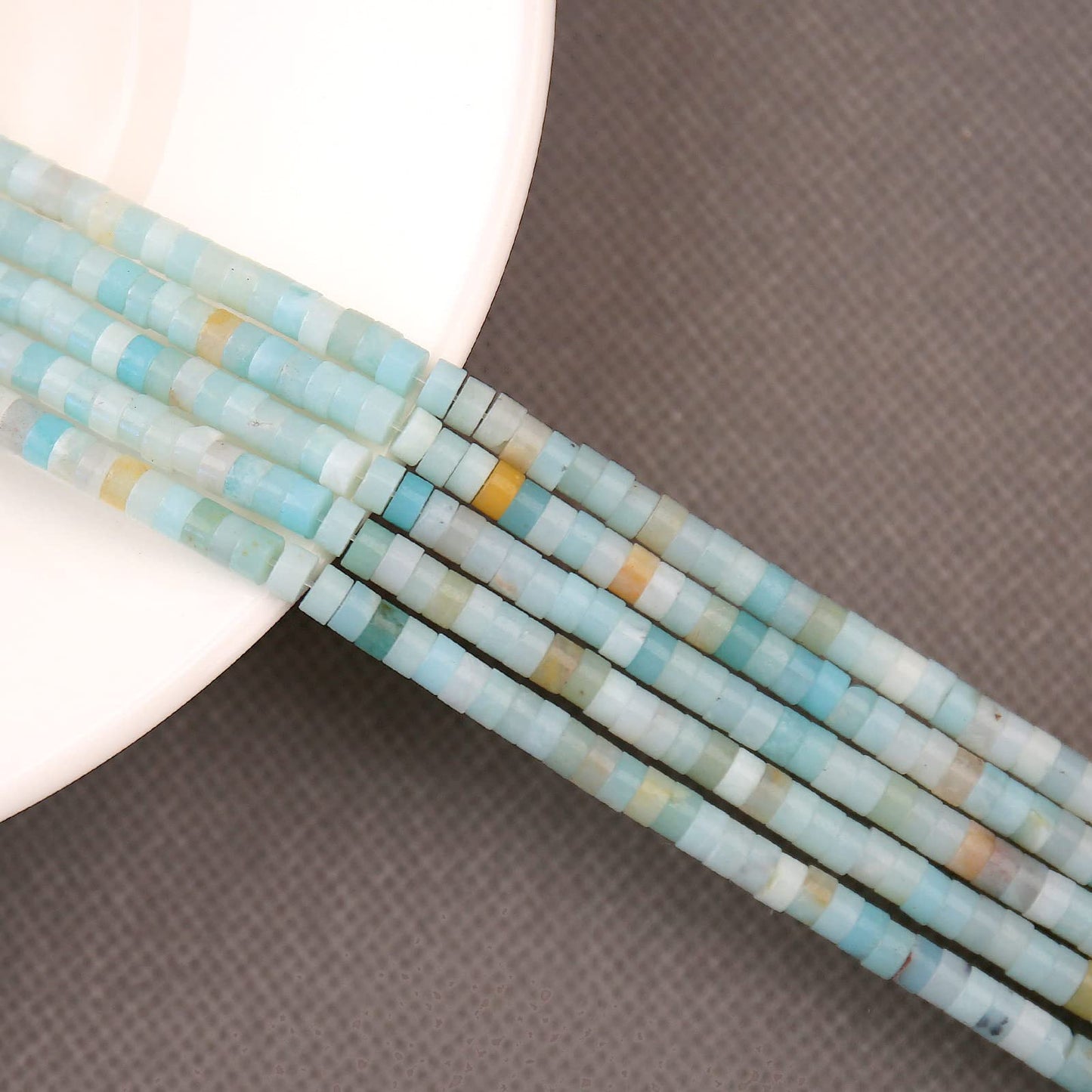 BONNY BOXX 150PCs Natural Amazonite Spacer Beads, Loose Semi Precious Flat Round Gemstone Heishi Disc Stone Beads for Beading Jewelry Making 4mm*2mm