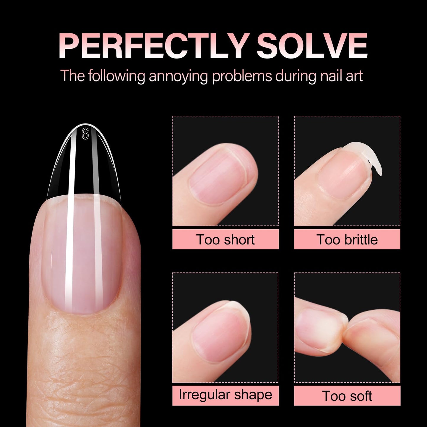 AILLSA Medium Almond Shaped Nail Tips - 15 Sizes 240pcs Acrylic Nails Tip Full Cover Half Matte Nails Tips Press on Nails for DIY Home Salon