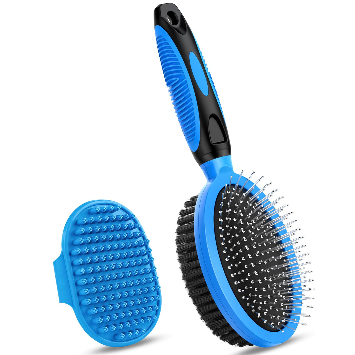2PCS Pet Grooming Tools - Double-Sided Brush for Shedding and Bathing, Suitable for Short/Long Haired Dogs Cats and Horses, Deshedding Dog Brush, Mane & Tail Combs for Horses - Pet Supplies (Pink)