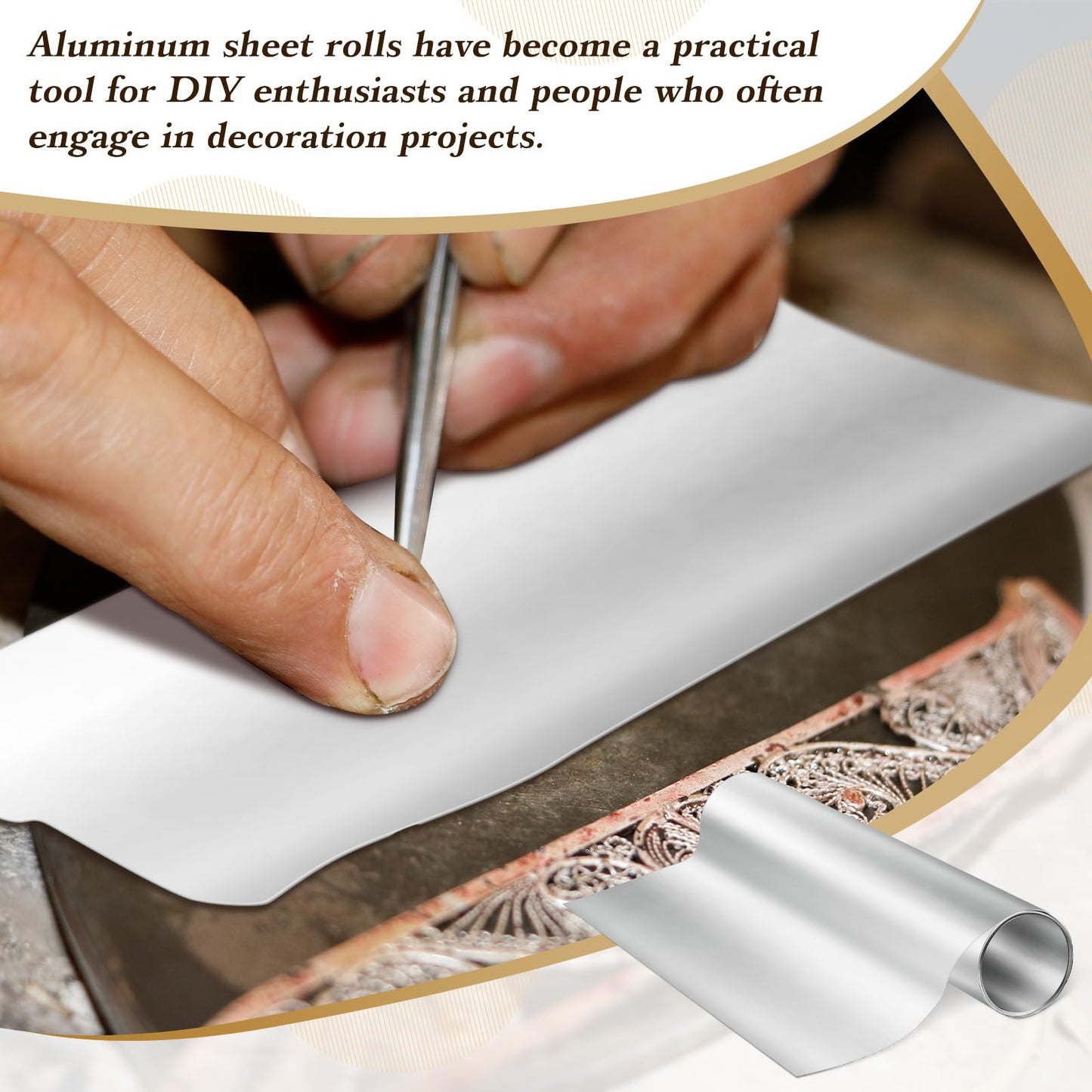 Yaocom 1 Roll Aluminum Metal Crafts DIY Foil 12 Inch x 40 ft x 0.1 mm Thick for Art Project Aluminum Flashing Roll Wide Sheet Multipurpose Metal Sheets for DIY and Crafting Projects (Silver)