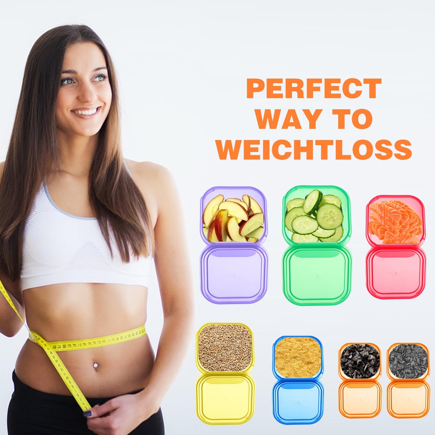28 Pcs Portion Control Container Kit,21 Day Fix Containers And Food Plan,Multicolor Coded Containers,Meal Prep System Storage Containers,BPA Free Weight Loss Food Containers For Double Diet Plan