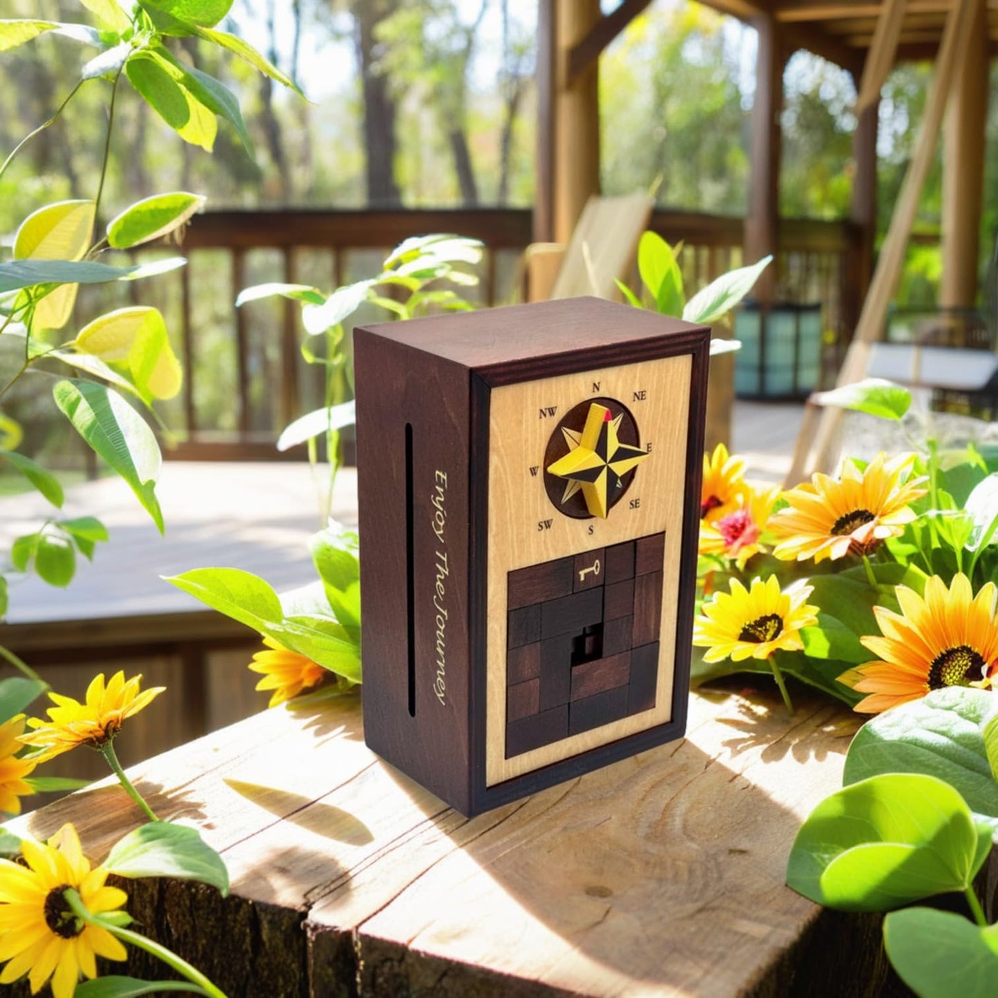 Navigation Enigma Secret Puzzle Box Money and Gift Card Holder in a Wood IQ Escape challenging Lock Box with Hidden Compartments Brainteaser