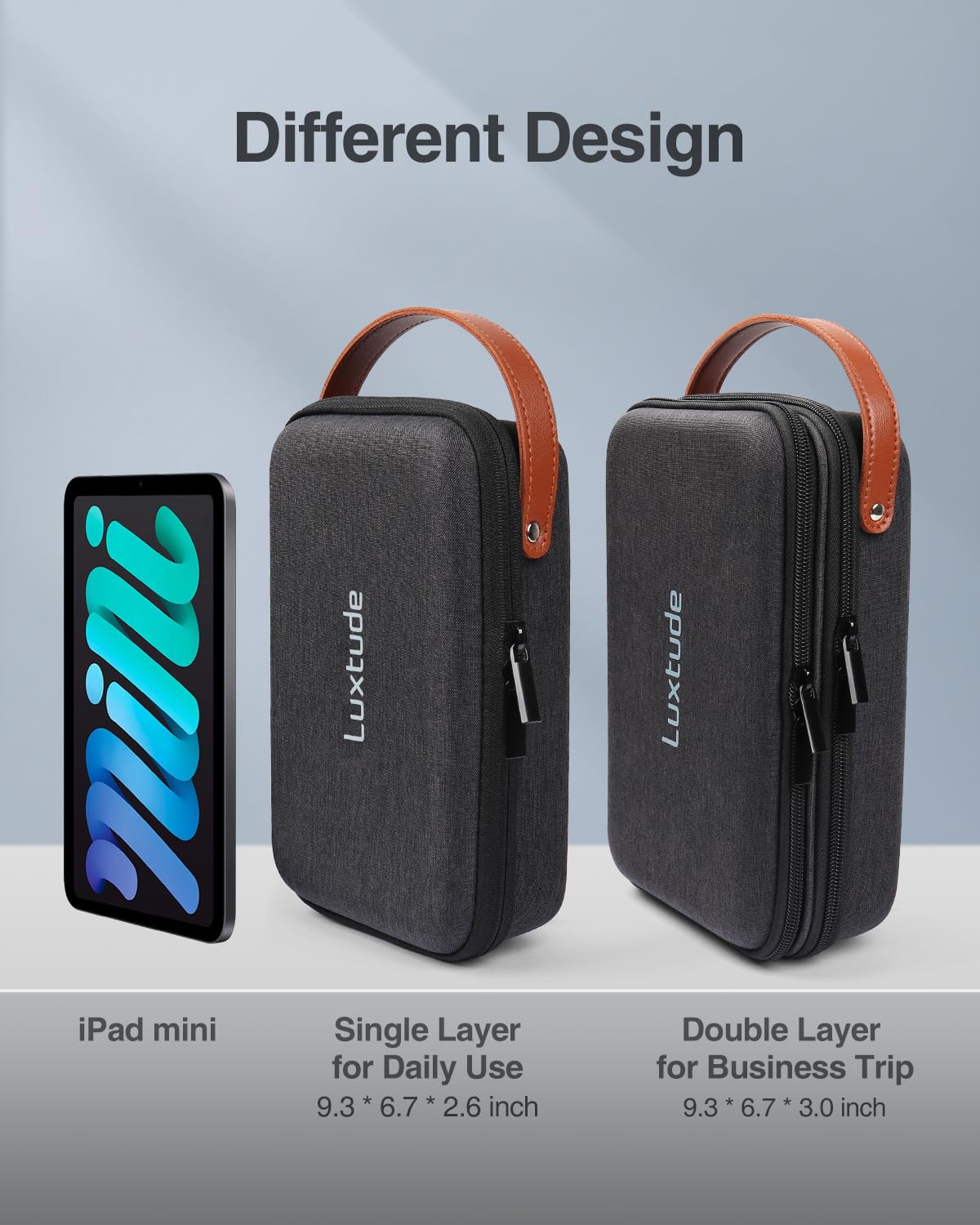 Luxtude Electronics Organizer Travel Case, Portable Tech Bag for Working/Travelling, Sturdy Hard Shell Zipper Cases for Charger/Mouse/Hard Drive, Case Only