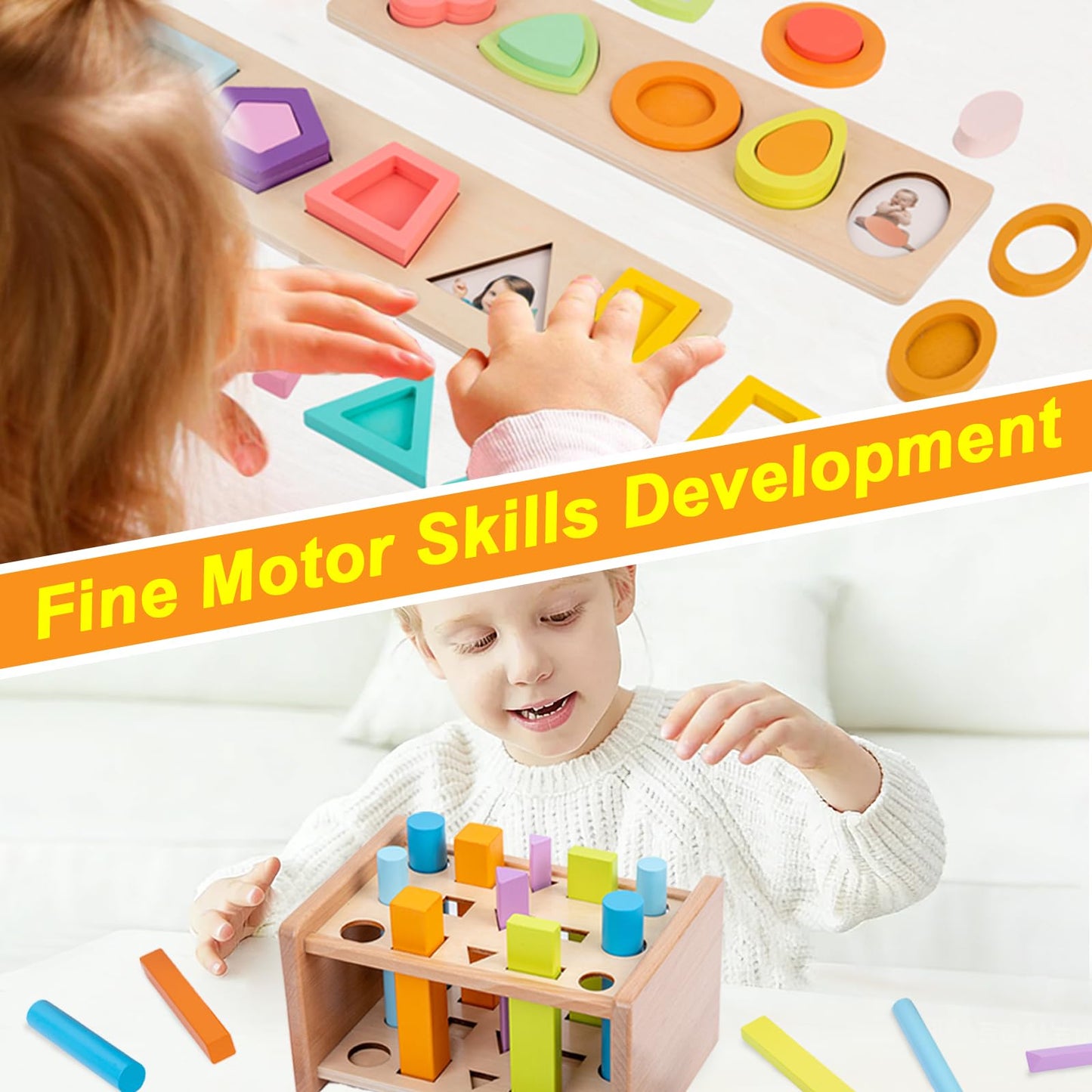 Adena Montessori Play Kit for 22-24 Months Baby Developmental Playset for Toddlers Preschool Learning Toys, Medium