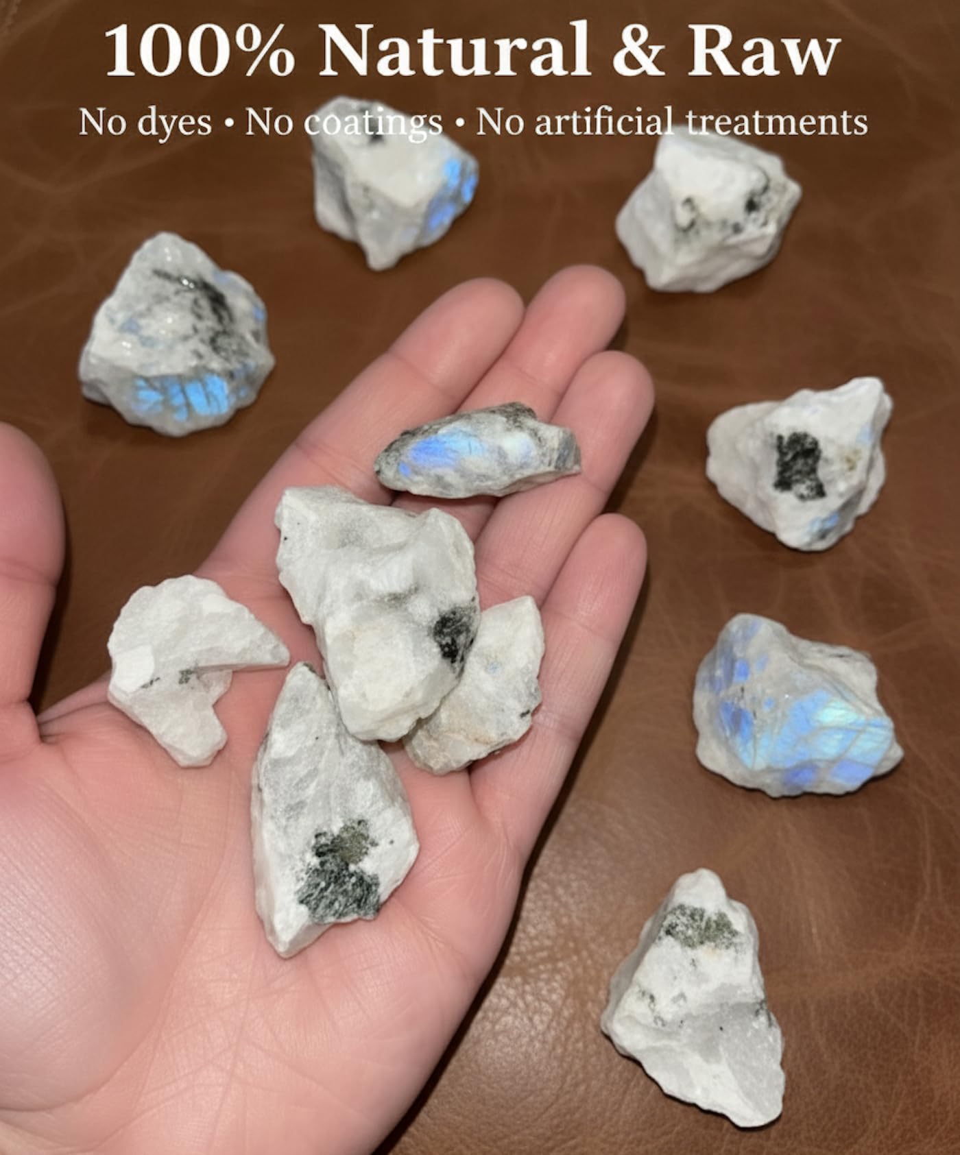 2 Pcs Rainbow Moonstone Raw Crystal Set Natural Stones for Meditation, Reiki, Energy Balancing & Collection