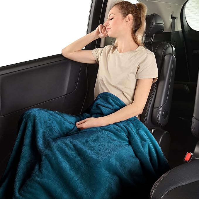 SOCHOW Flannel Fleece Blanket Twin Size, All Season Lightweight Super Soft Cozy Blanket for Bed or Couch, Blue Coral, 60" X 80"
